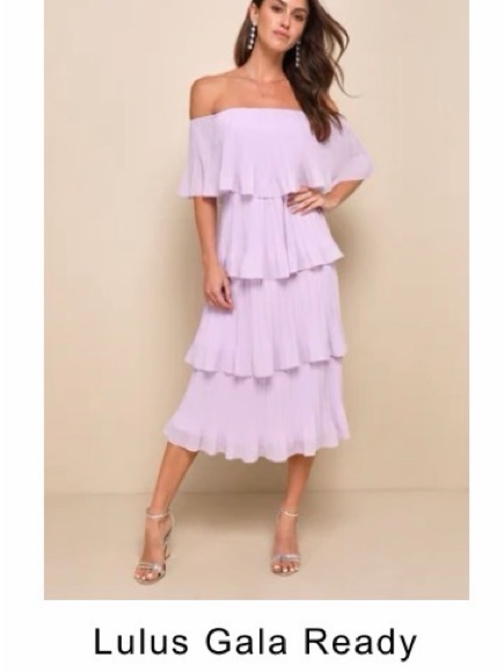 Lulu's Lavender One-Shoulder Tiered Midi Dress